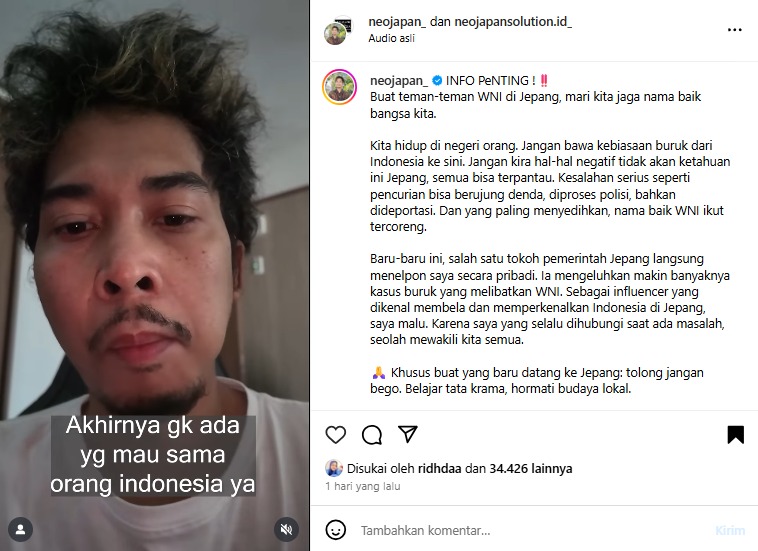 Youtuber Neo Japan ditegur pejabat Jepang.