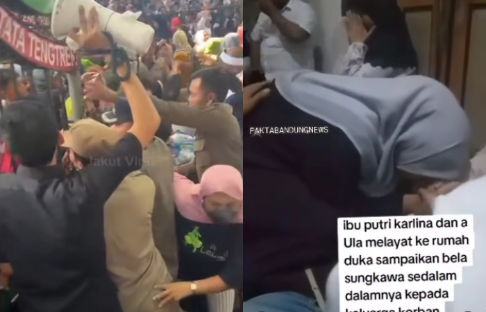 Wabup Garut Putri Karlina tak kuasa tahan air mata saat takziah ke rumah korban tewas di pesta rakyat pernikahannya dengan Maula Akbar.