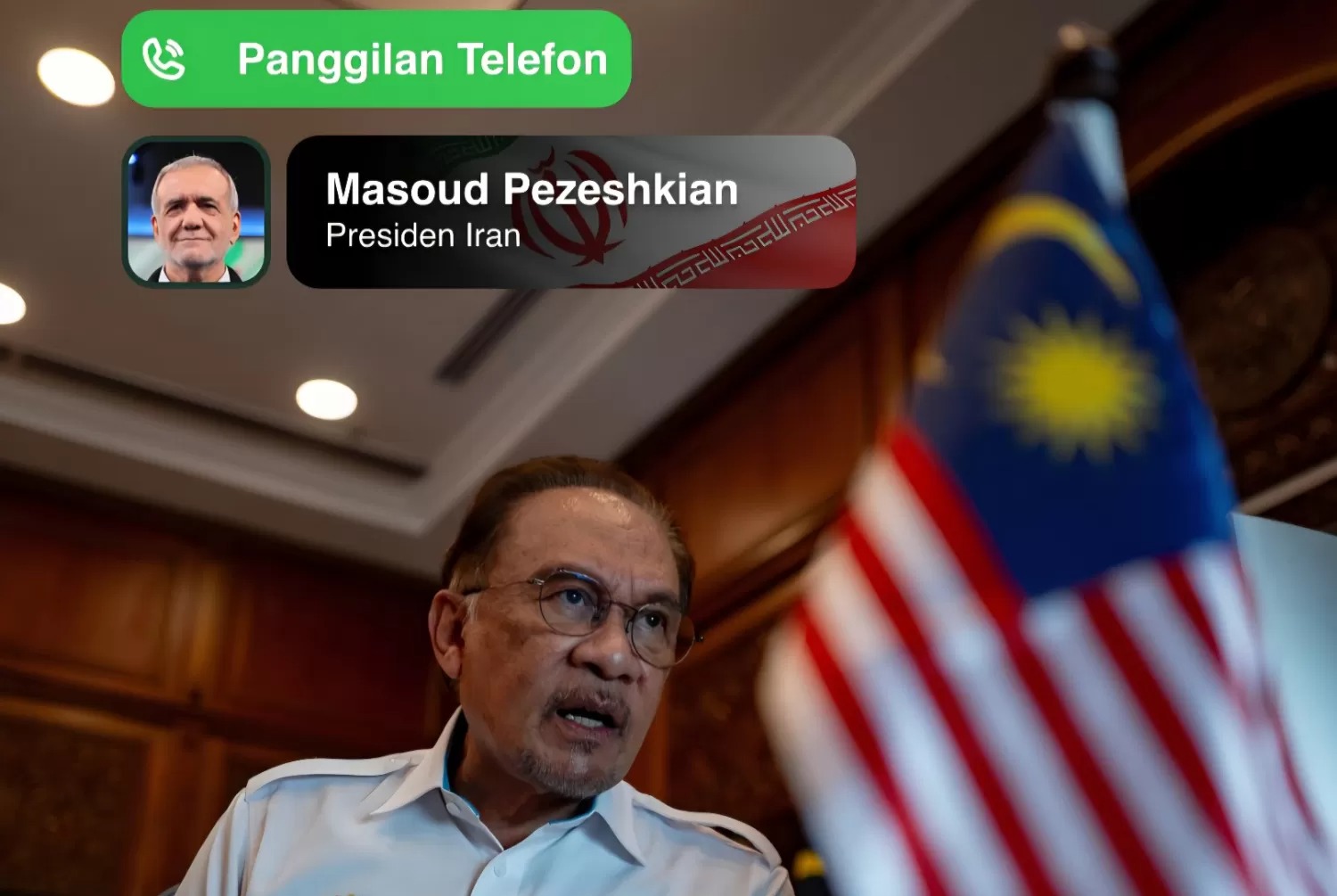 Perdana Menteri Malaysia Anwar Ibrahim menelepon Presiden Iran Masoud Pezeshkian.