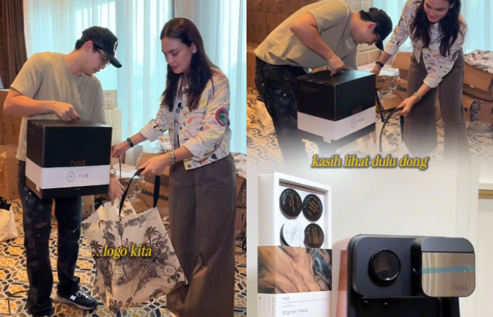 Luna Maya beri souvenir mesin kopi di resepsi kedua di Jakarta.