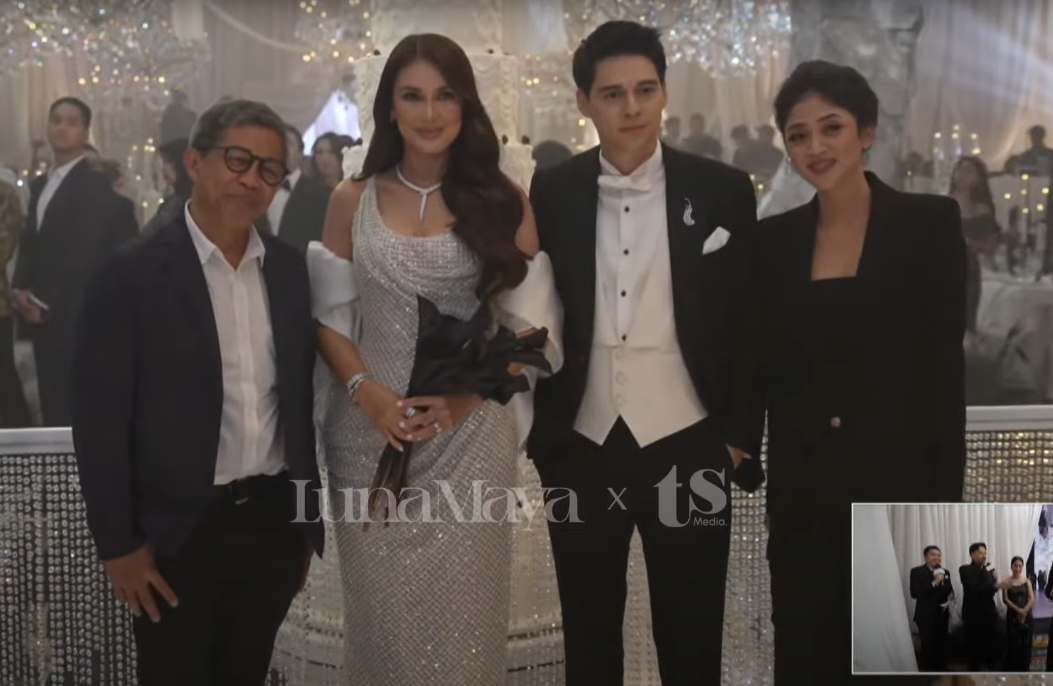Rocky Gerung didampingi Salsabila Syaira di pernikahan Luna Maya Maxime Bouttier.