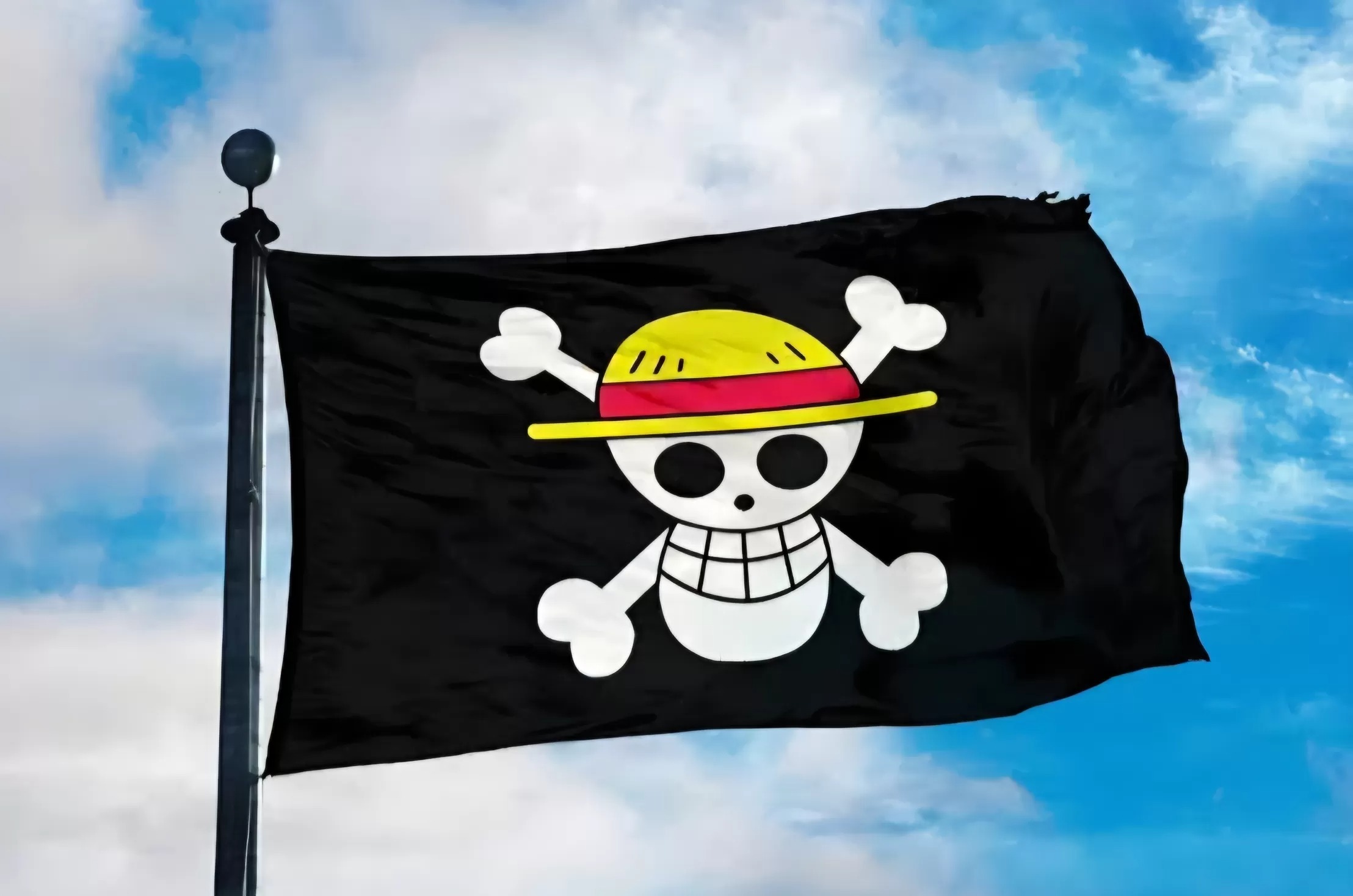 Ilustrasi Bendera bajak laut Straw Hat dari anime One Piece.