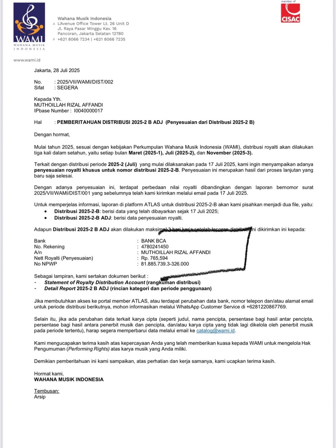 Ari Lasso hanya dapat Rp700 ribu dari pembagian royalti WAMI.