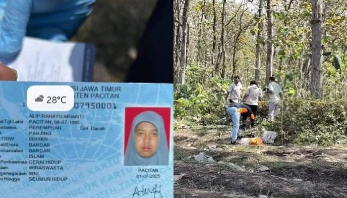 Temuan jasad perempuan tanpa busana di hutan Sampung, Ponorogo, belakangan identitas diketahui bernama Alip Rahayu Arianti asal Pacitan.