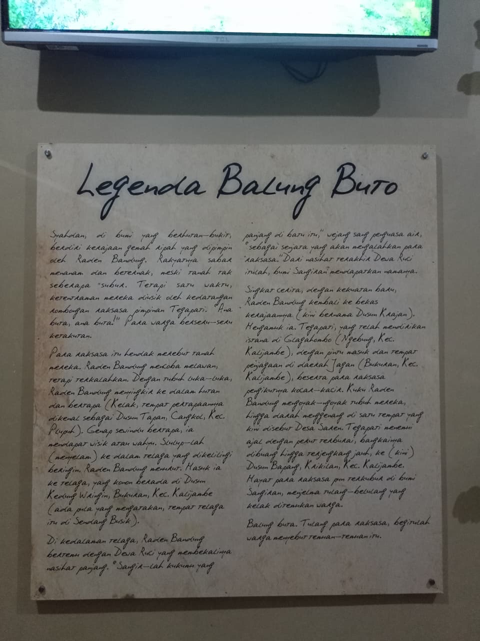 Legenda Balung Buto di Museum Sangiran.