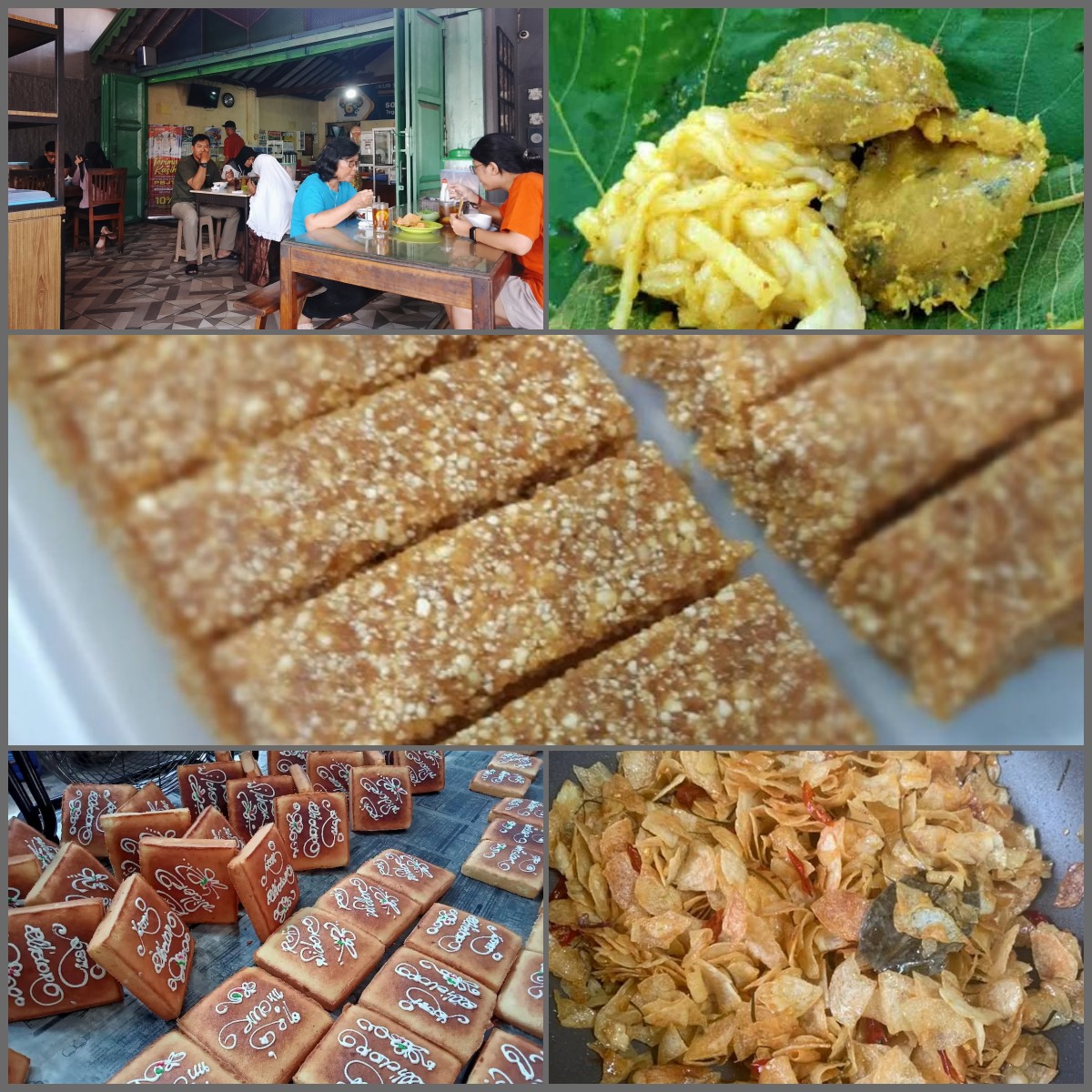 Kolase makanan khas Sukoharjo: (ki-ka) Soto Carikan, Alakathak, Jenang Krasikan, Roti Widoro, Klengkam.
