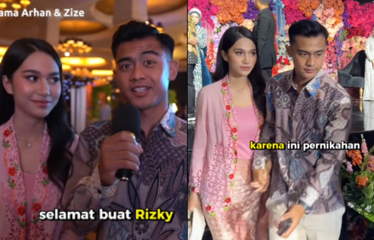 Pratama Arhan dan Azizah Salsha di pernikahan Rizky Ridho.