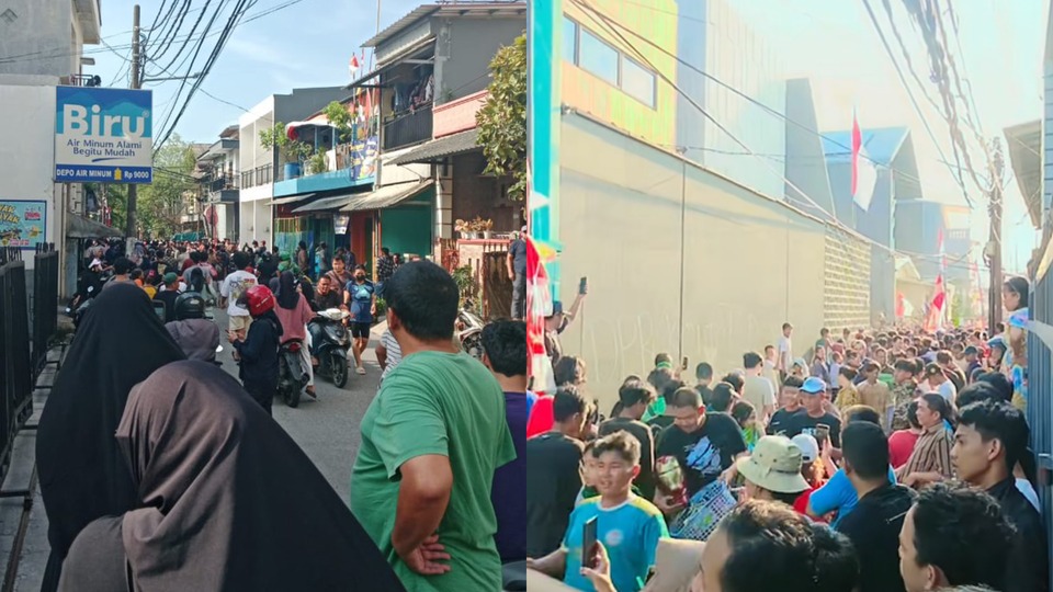 Warga geruduk rumah anggota DPR RI Ahmad Sahroni di Kebon Bawang Tanjung Priok pada Sabtu (30/8/2025).