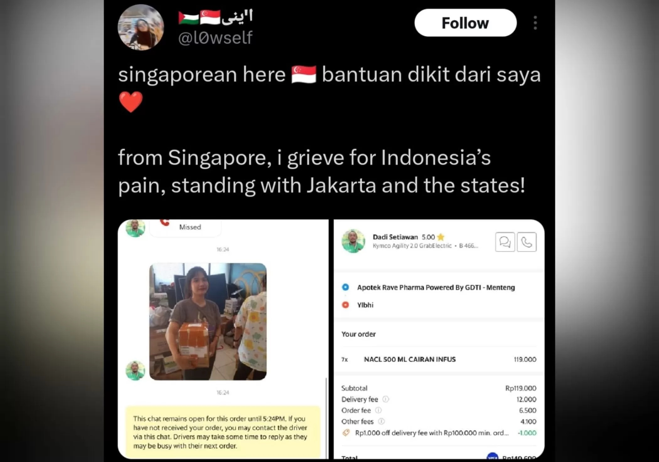 Warganet Singapura turut menyalurkan bantuan melalui ojek online selama rentetan demonstrasi di Indonesia.