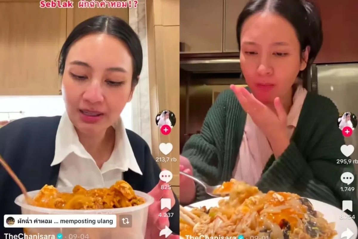Seblak viral di Thailand, artis sekaligus penyanyi Oon Chanisara bikin video tren makan seblak.