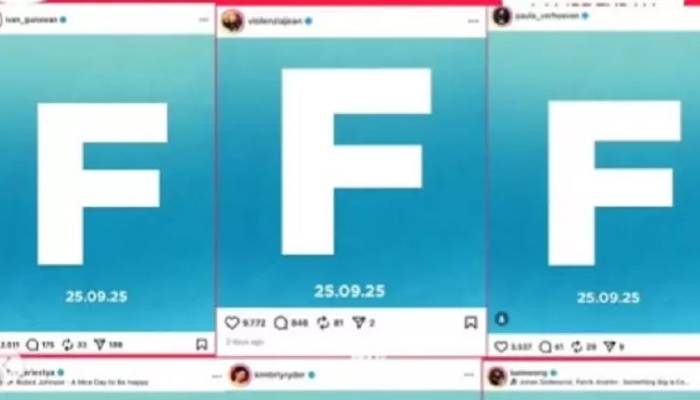 Postingan para artis yang mengunggah F di postingan Instagram.