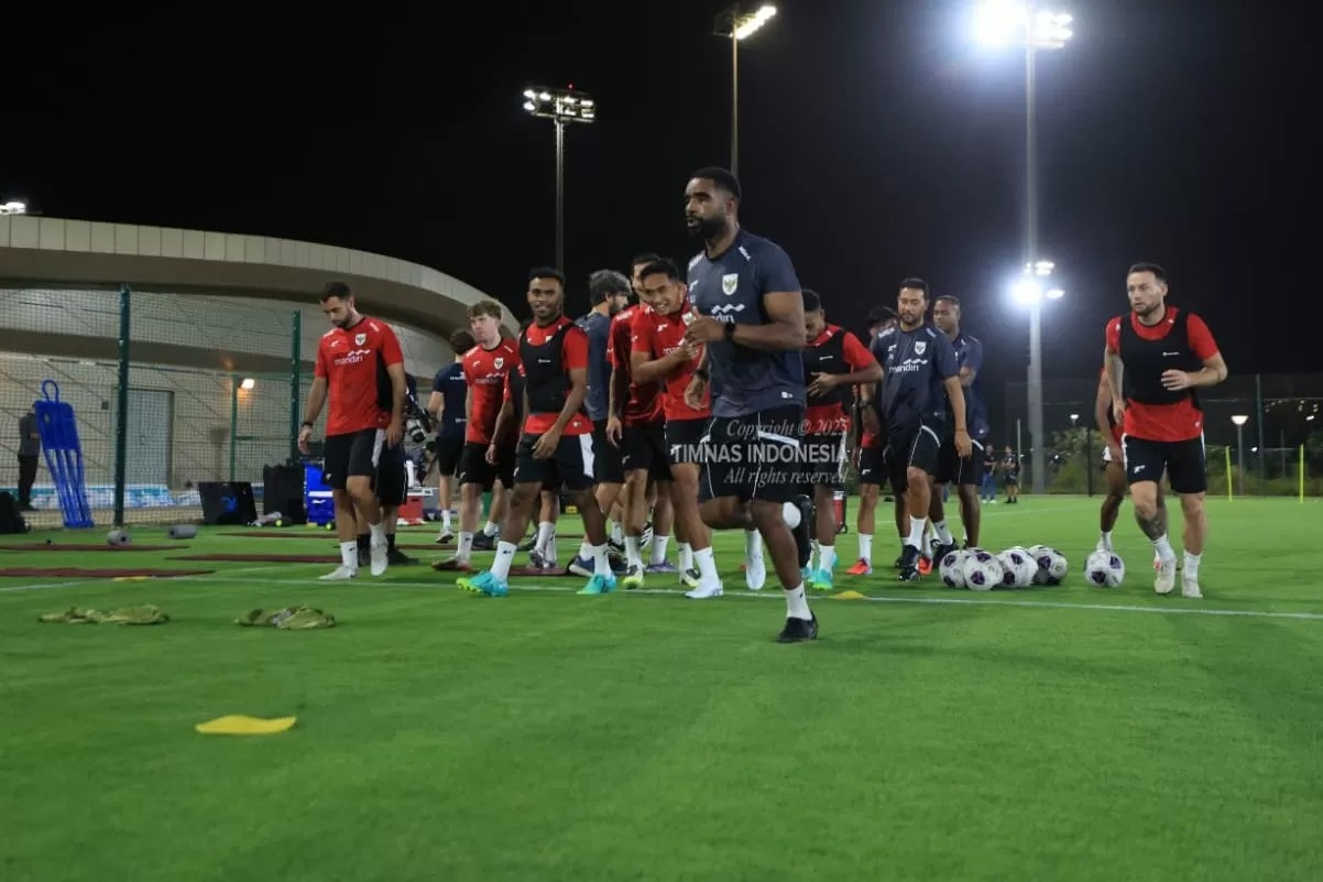 Timnas Indonesia saat berlatih di Jeddah jelang putaran keempat Kualifikasi Piala Dunia 2026 zona Asia.