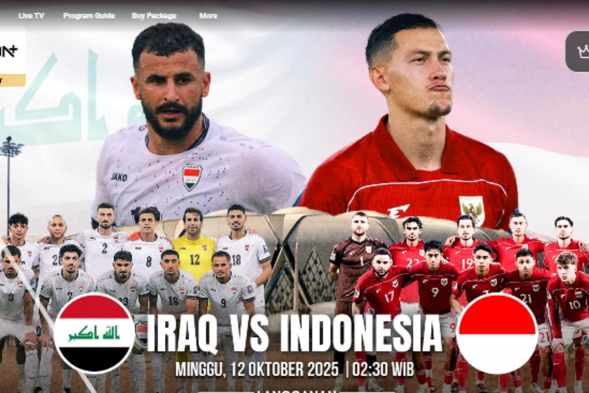 Tangkapan layar poster Irak vs Indonesia.