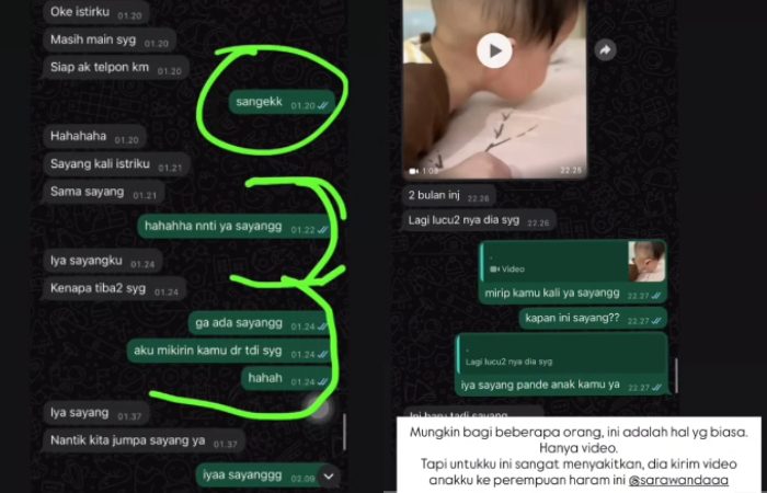 Isi chat Sarah Wanda Nainggolan ke suami orang dibongkar.