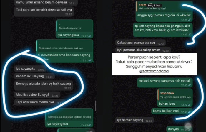 Pesan Sarah Wanda ke suami orang terbongkar.