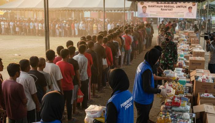 Ilustrasi pembagian Bansos.