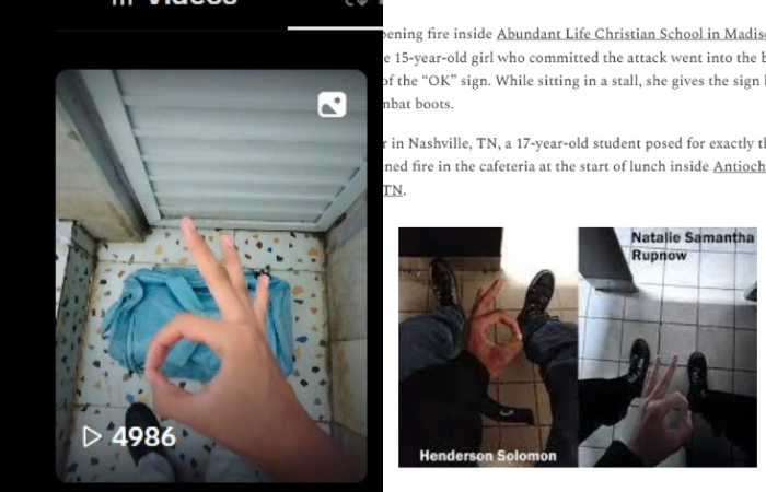 (Kiri) Diduga postingan terakhir TikTok pelaku peledakan di SMAN 72 Kelapa Gading - (Kanan) Postingan Solomon Henderson yang diduga serupa.