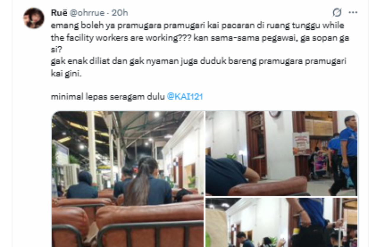 Viral sosok ini mengaku merasa tak nyaman bersama pramugara-pramugari di ruang tunggu stasiun KAI.