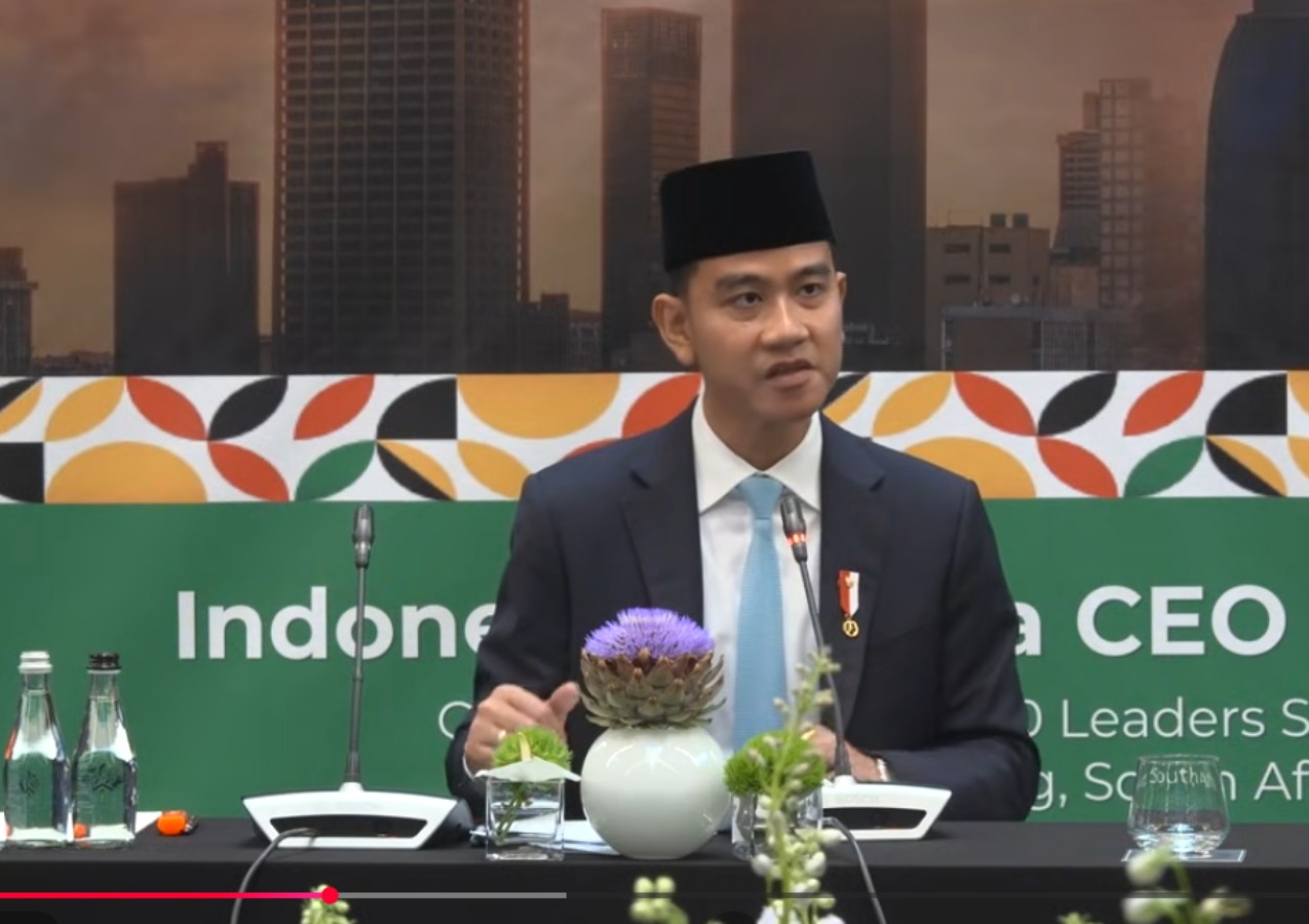 Tangkapan layar Wapres Gibran hadiri Indonesia Africa CEO Forum 2025 di Saxon Hotel, Johannesburg, Jumat (21/11/2025).