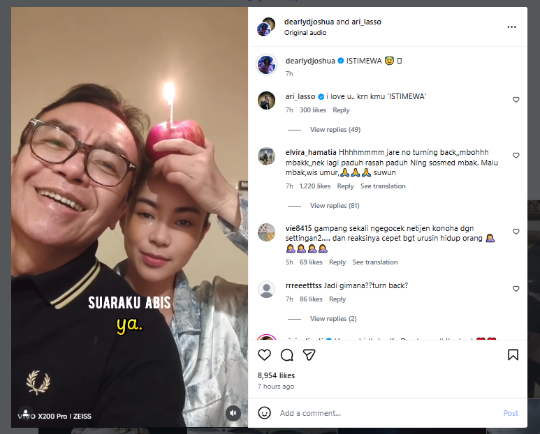 Ari Lasso beri kejutan ulang tahun untuk Dearly Djoshua di tengah kabar putus.