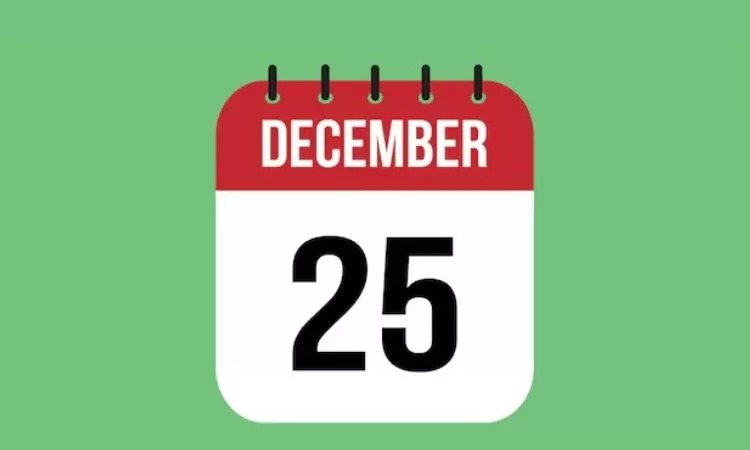 Ilustrasi kalender libur Natal 25 Desember.