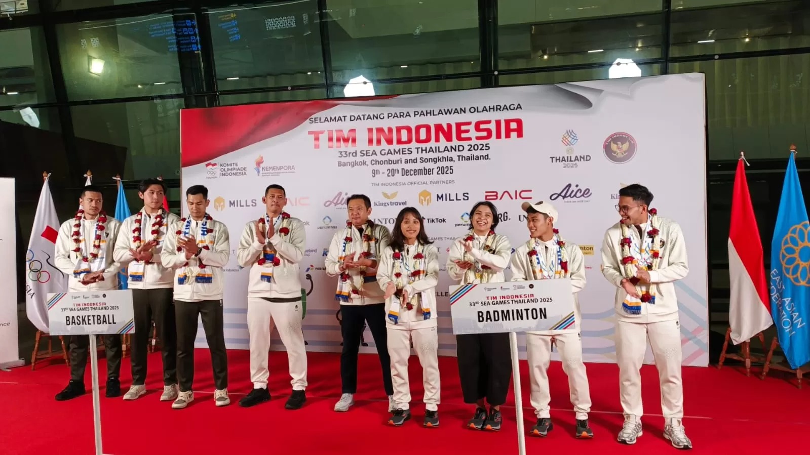 Sejumlah atlet tim bulu tangkis dan basket putra telah kembali lebih dulu usai bertanding di SEA Games 2025.