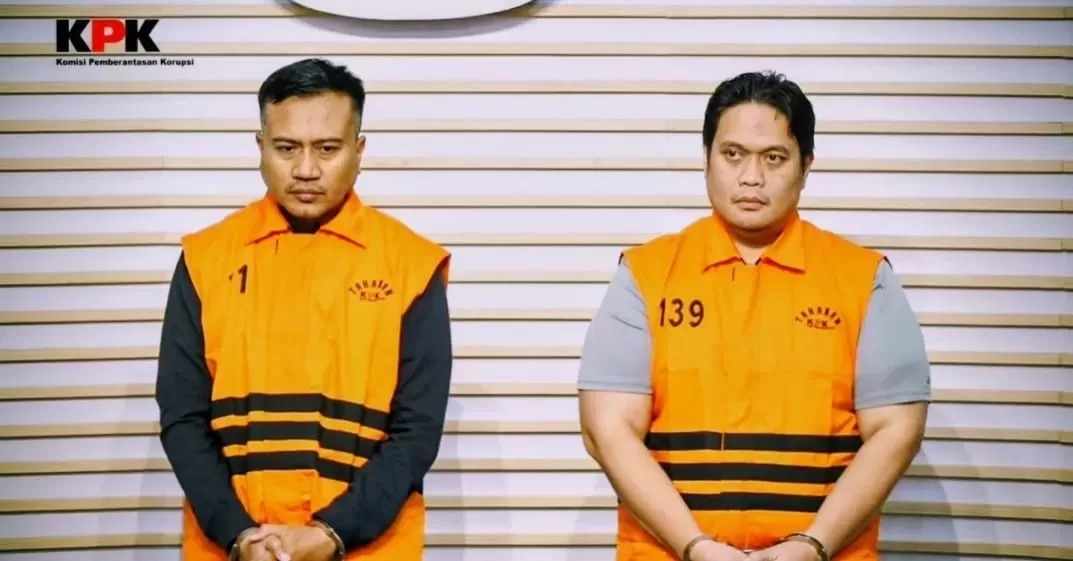 TERSANGKA: KPK RI akhirnya merilis wajah tersangka tindak pidana gratifikasi dan pemerasan yang dilakukan APN selaku Kajari HSU dan ASB selaku Kasi Intel di Kejaksaan Negeri HSU.