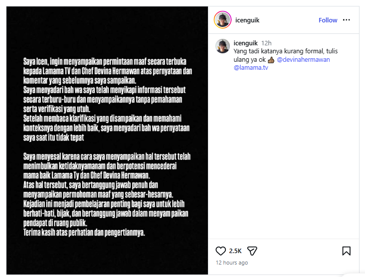 Klarifikasi Icen soal tudingan Devina Hermawan jiplak resep Mochi Pisang Ijo.