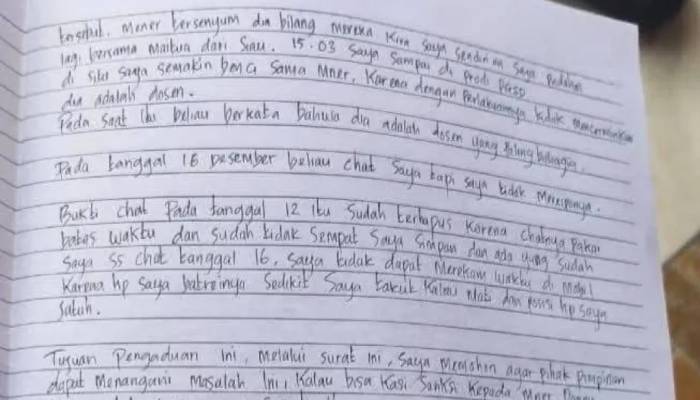 Surat wasiat mahasiswi Unima yang viral.