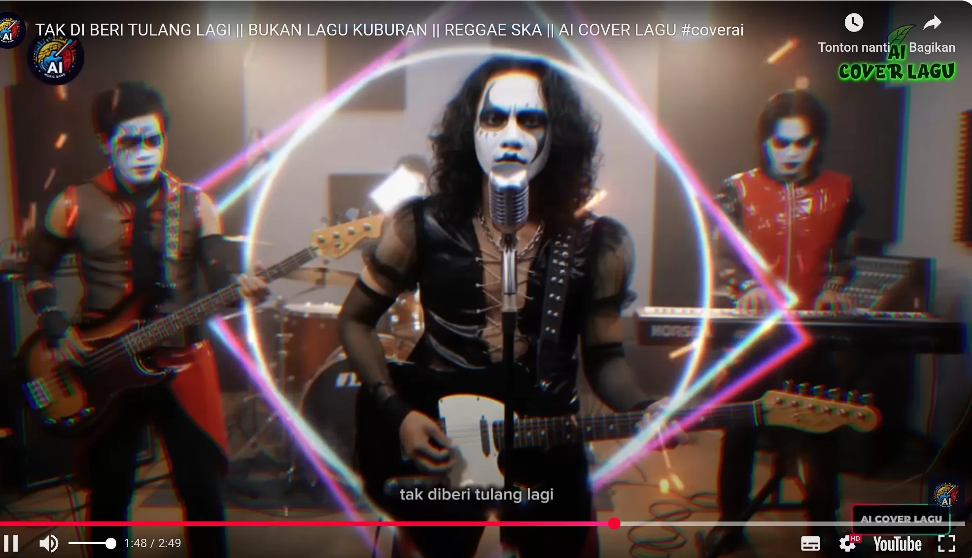 Tangkapan layar yang menampilkan Kuburan Band dan lagu viral Tak Diberi Tulang Lagi.