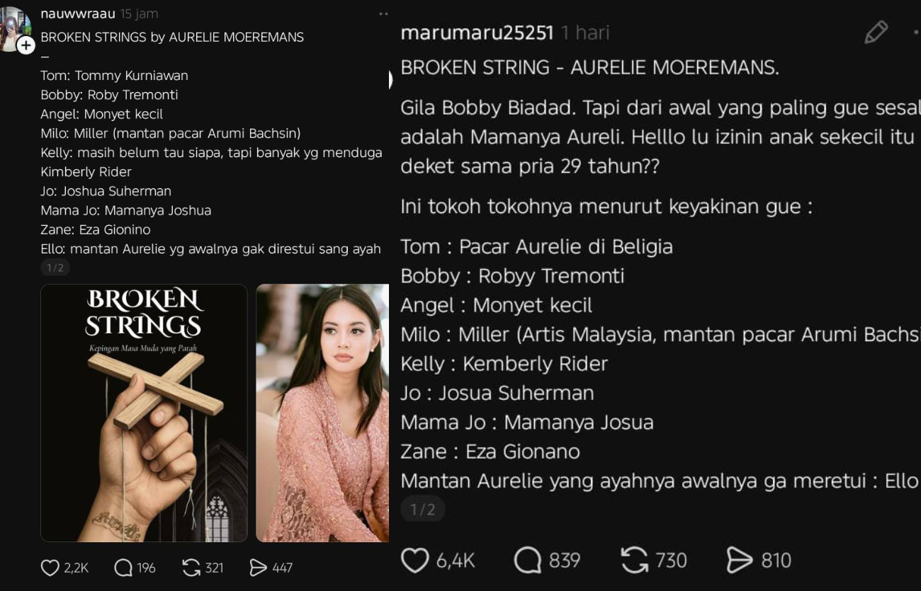 Netizen beber sejumlah nama yang diduga terkait dalam kisah memoar Broken Strings milik Aurelie Moeremans.