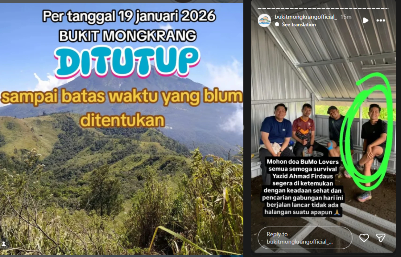 Sosok Yasir atau Yazid yang dikabarkan hilang saat mendaki Bukit Mongkrang.