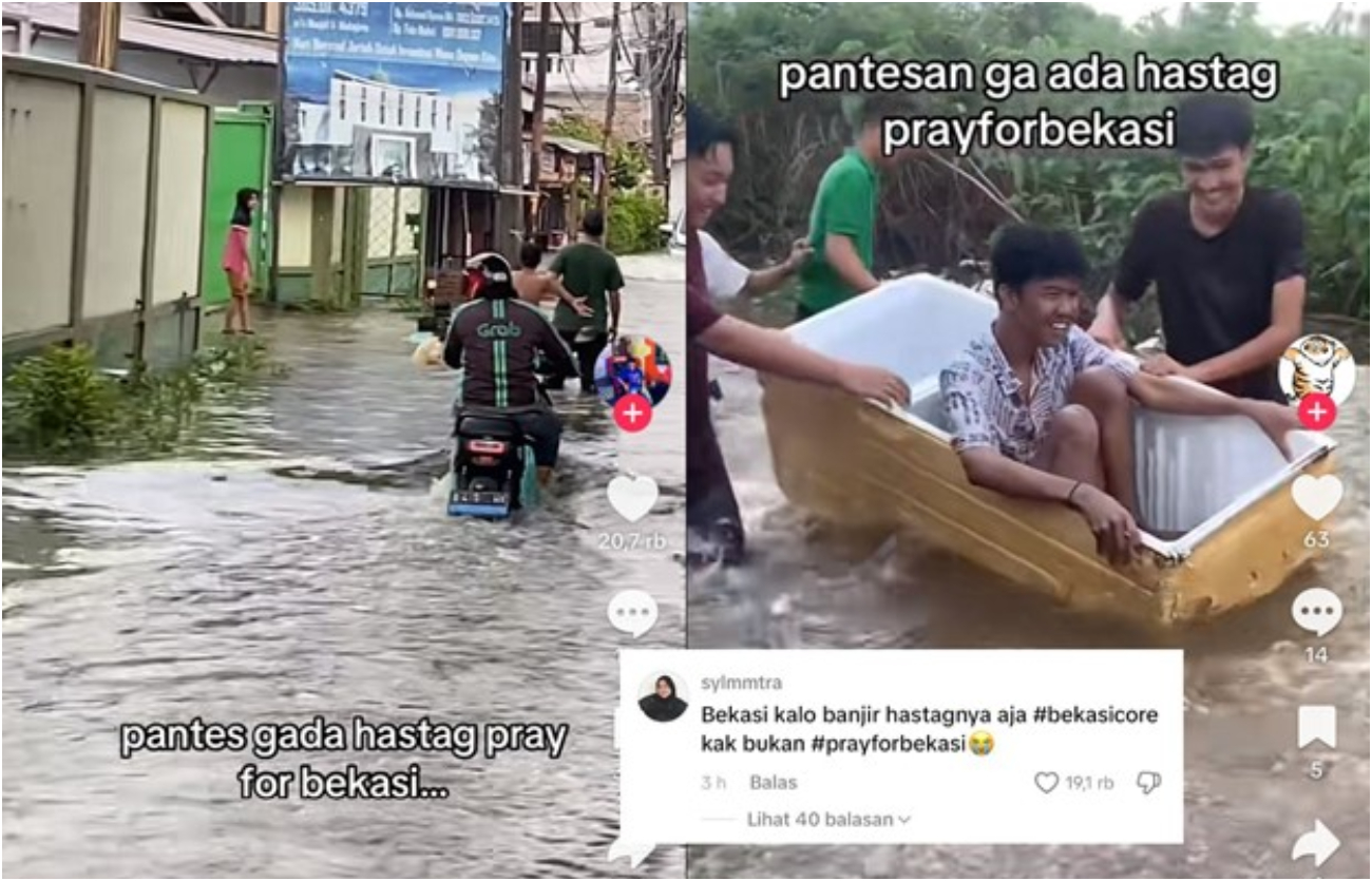 Screenshoot video TikTok tren Pray for Bekasi.