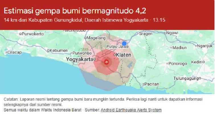 Estimasi gempa bumi magnitudo 4.2.