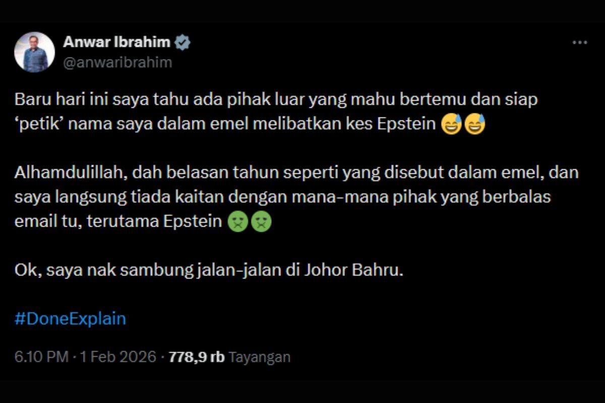 Klarifikasi PM Malaysia Anwar Ibrahim soal kasus Epstein Files.