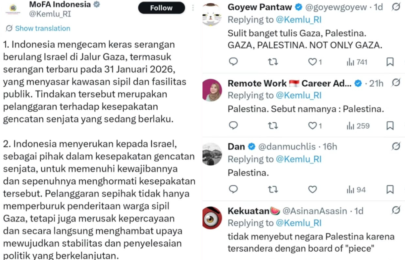 Cuitan X akun Kemenlu RI.