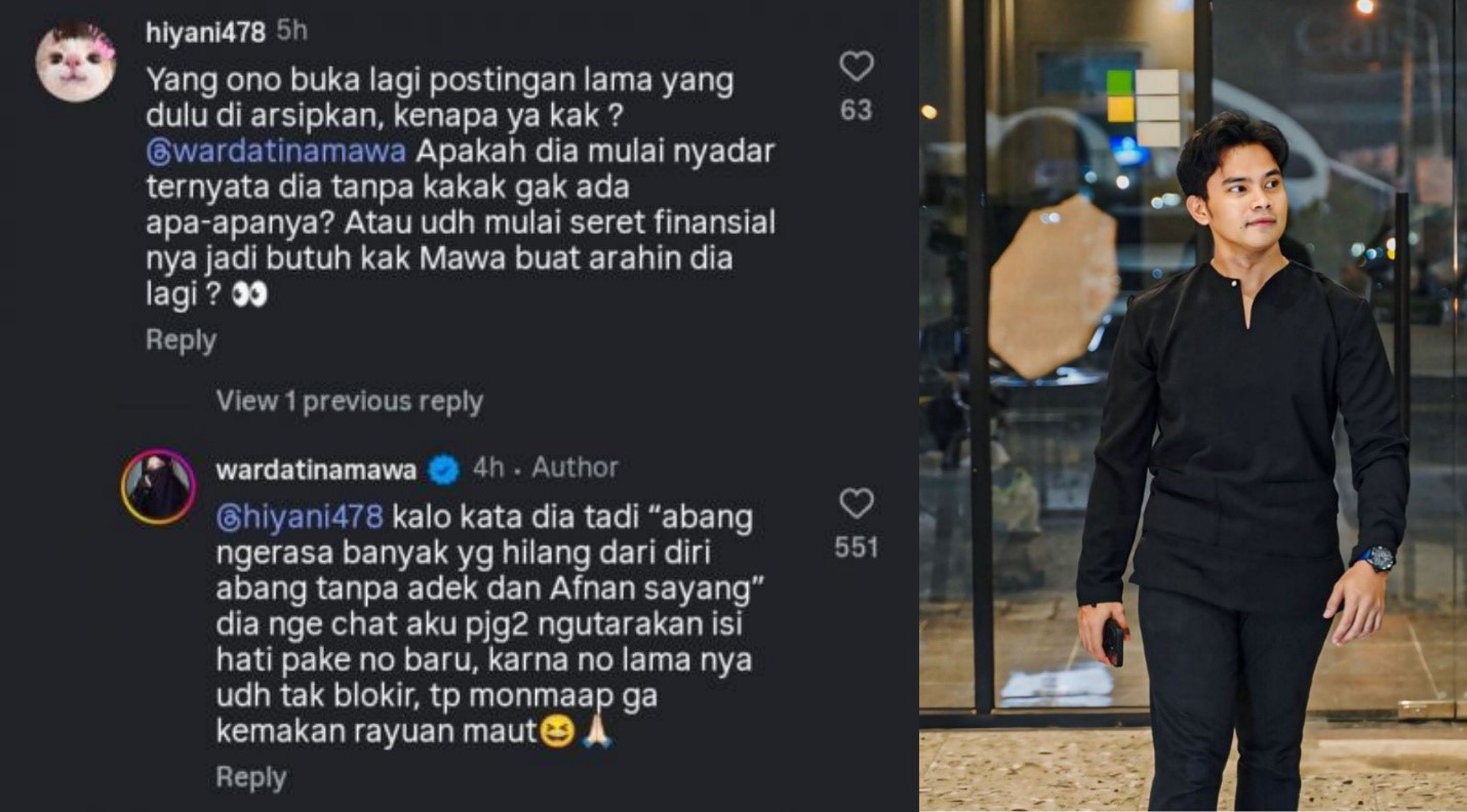 Komentar Wardatina Mawa (akun Instagram @wardatinamawa) sosok Insanul Fahmi.