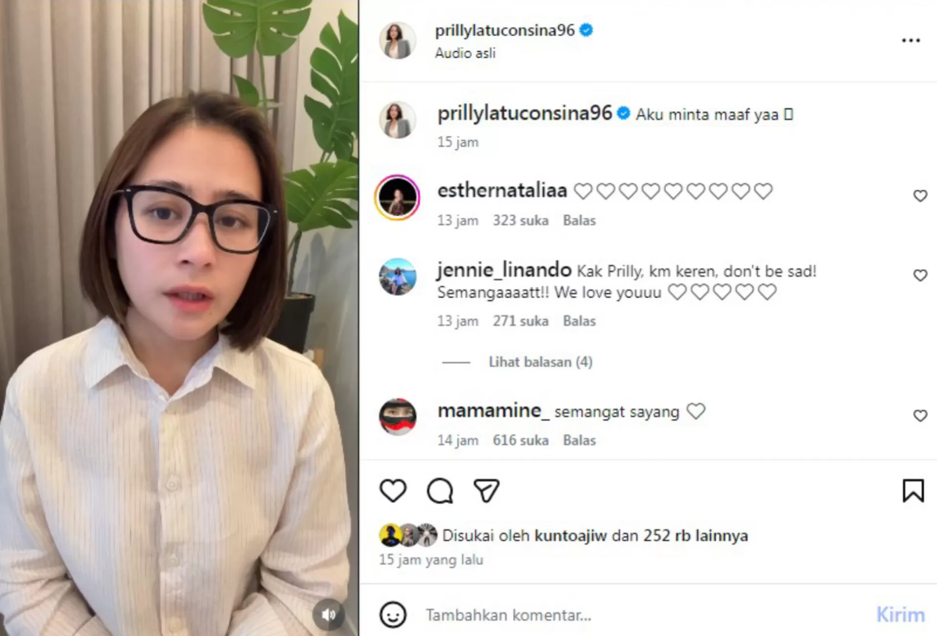Prilly minta maaf atas kegaduhan open to work di LinkedIn.