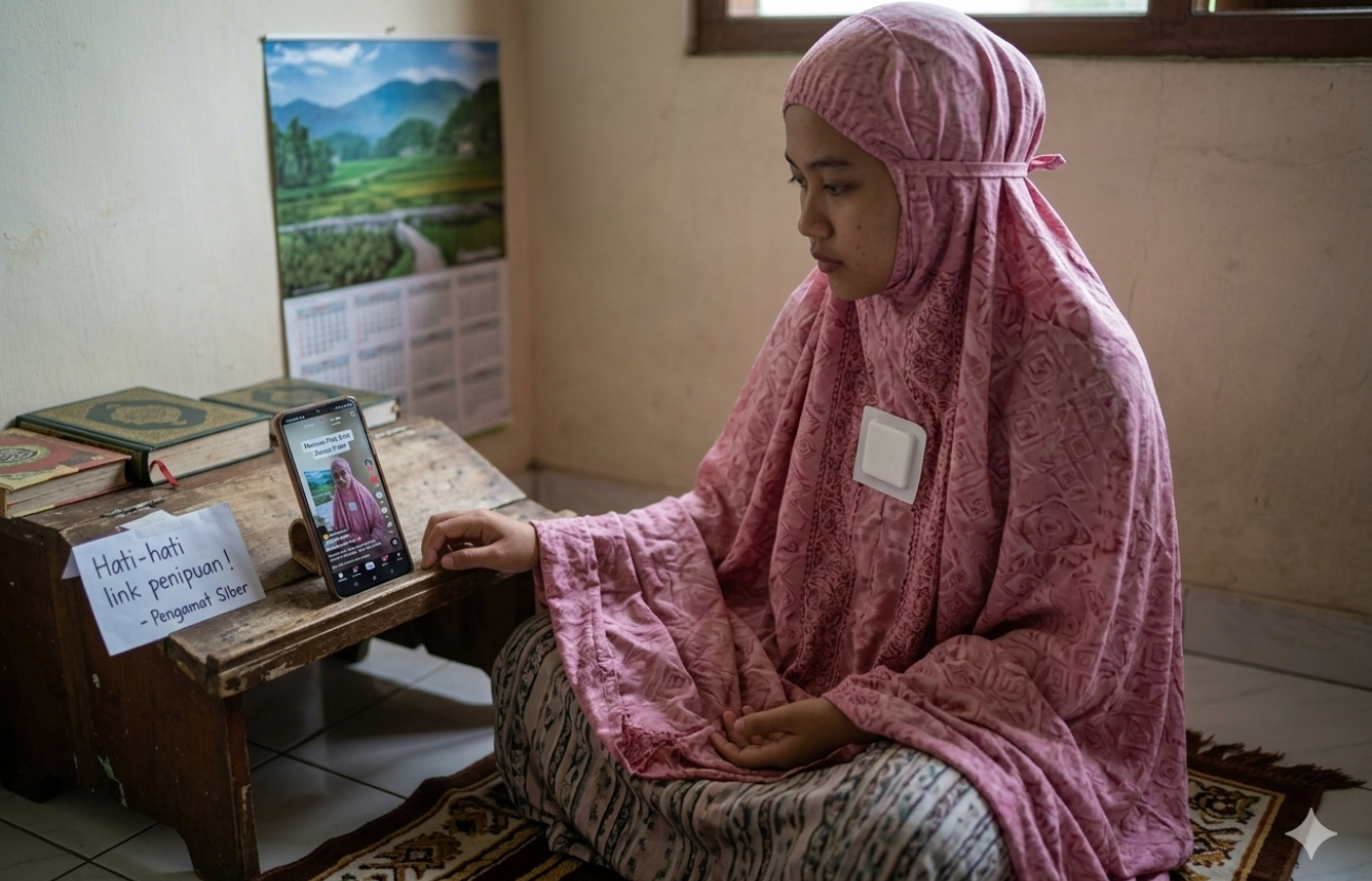 Ilustrasi link video viral mukena pink.