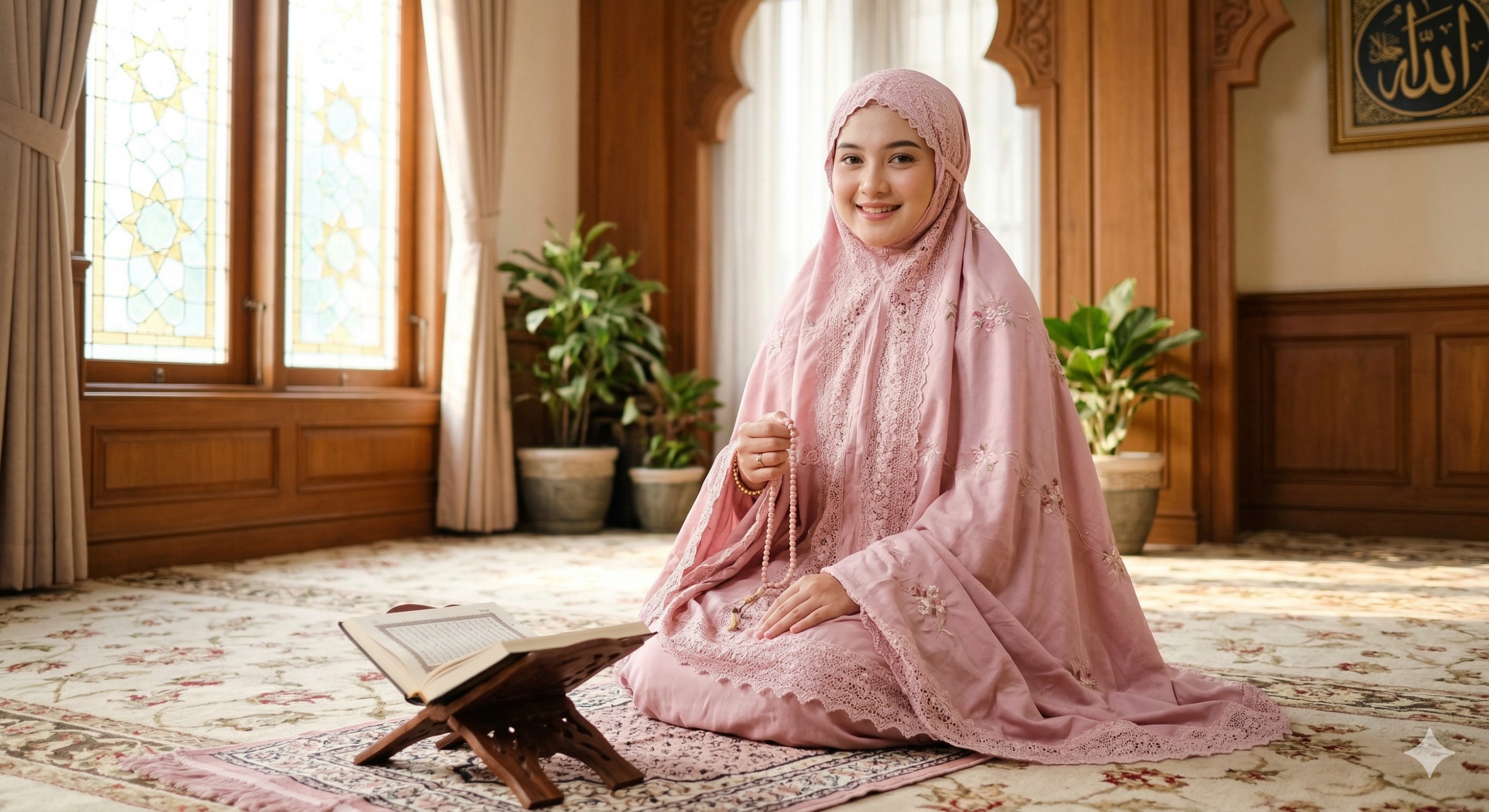 Ilustrasi Mukena Pink Tren Lebaran 2026.