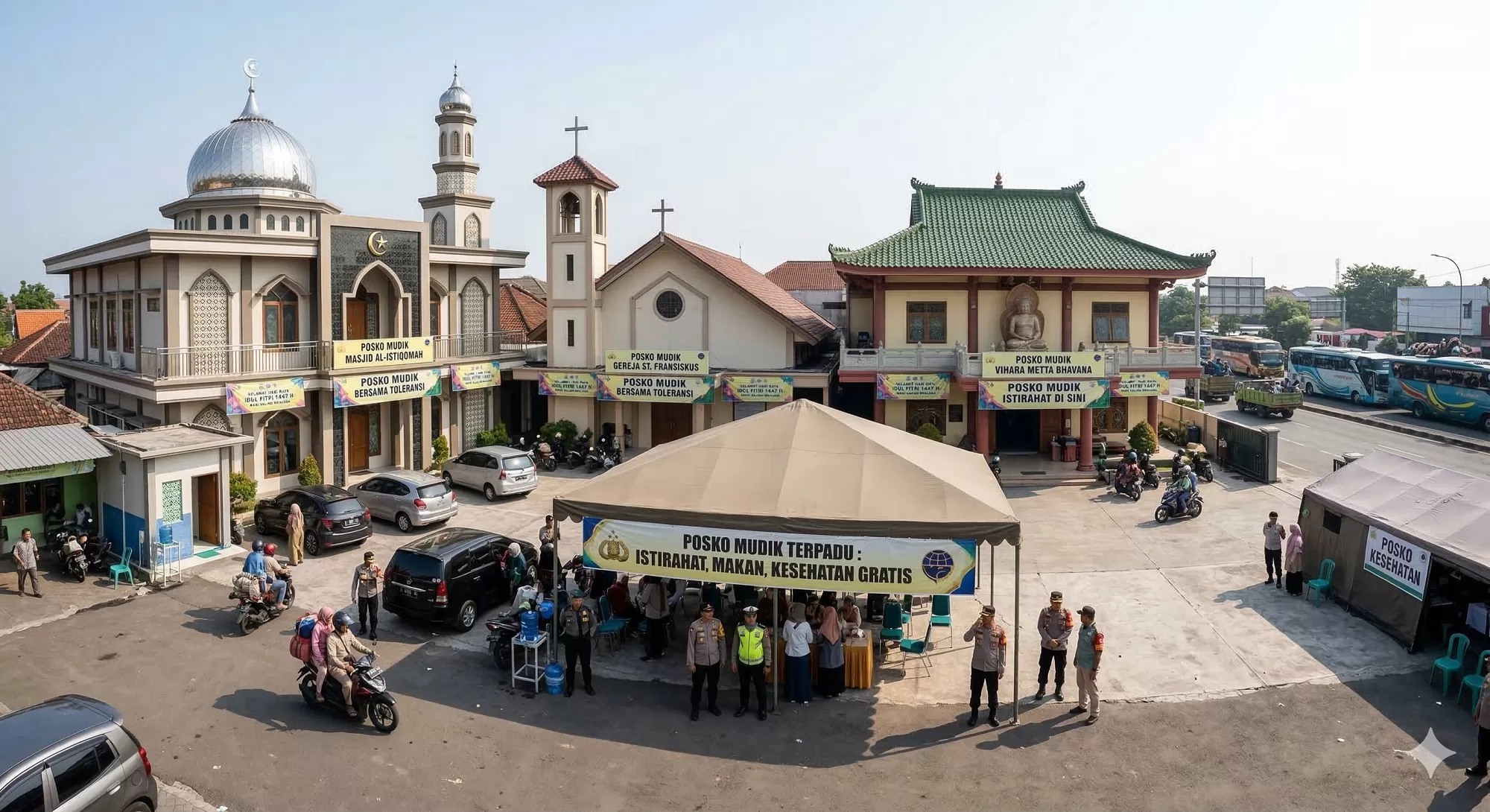 ILustrasi Posko Mudik Rumah Ibadah.