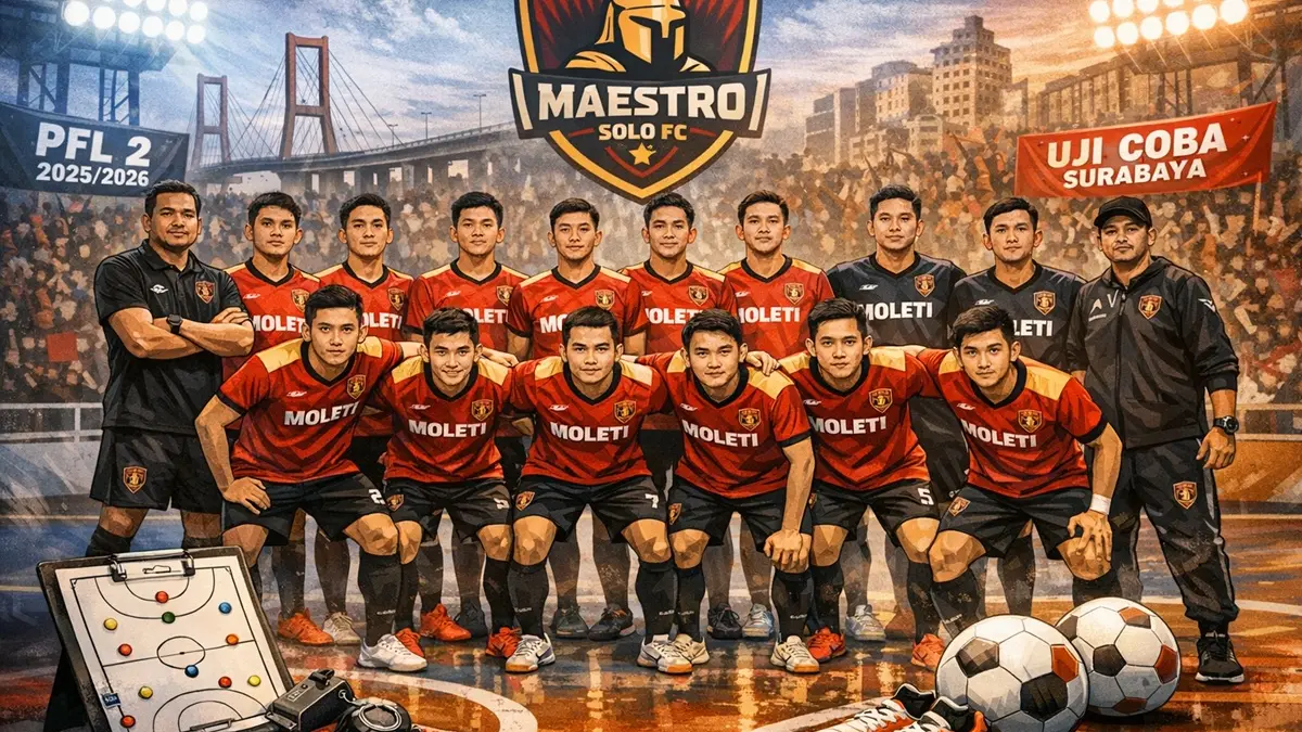 ILUSTRASI : Maestro Solo FC resmi mengontrak 18 pemain untuk PFL 2 2025/2026 dan bersiap menjalani uji coba di Surabaya.