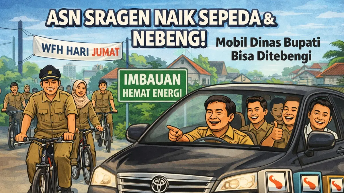 Pemkab Sragen dorong ASN gowes dan nebeng sebagai bagian kebijakan WFH untuk hemat BBM. Bupati Sigit bahkan siap pinjamkan mobil dinas. (ILUSTRASI)