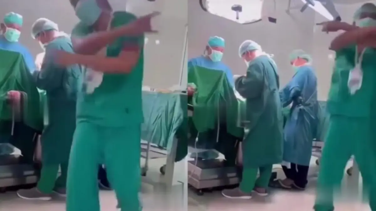 Tangkapan Layar Video Salah Satu Nakes RSUD Datu Beru Kabupaten Aceh Tengah Joget-Joget Saat Proses Operasi Pasien(tiktok @ibs.datu.beru Aceh Tengah)