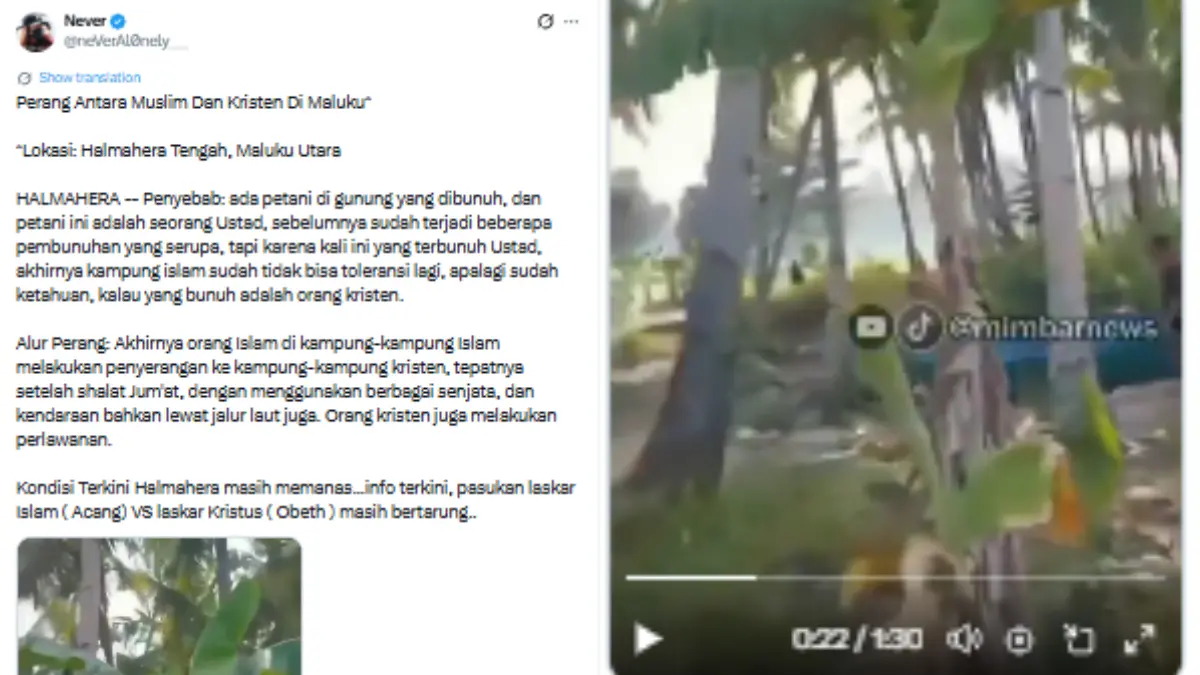 Viral narasi perang antar warga di Halmahera Malut disebut antar agama, begini penjelasan Kapolda. (Tangkapan Layar X)