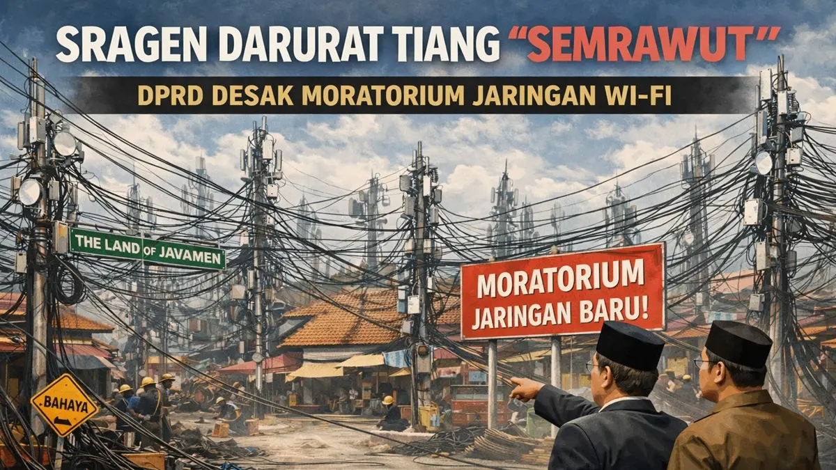 DPRD Sragen mendesak moratorium pemasangan tiang dan jaringan Wi-Fi akibat kondisi semrawut. (ILUSTRASI)