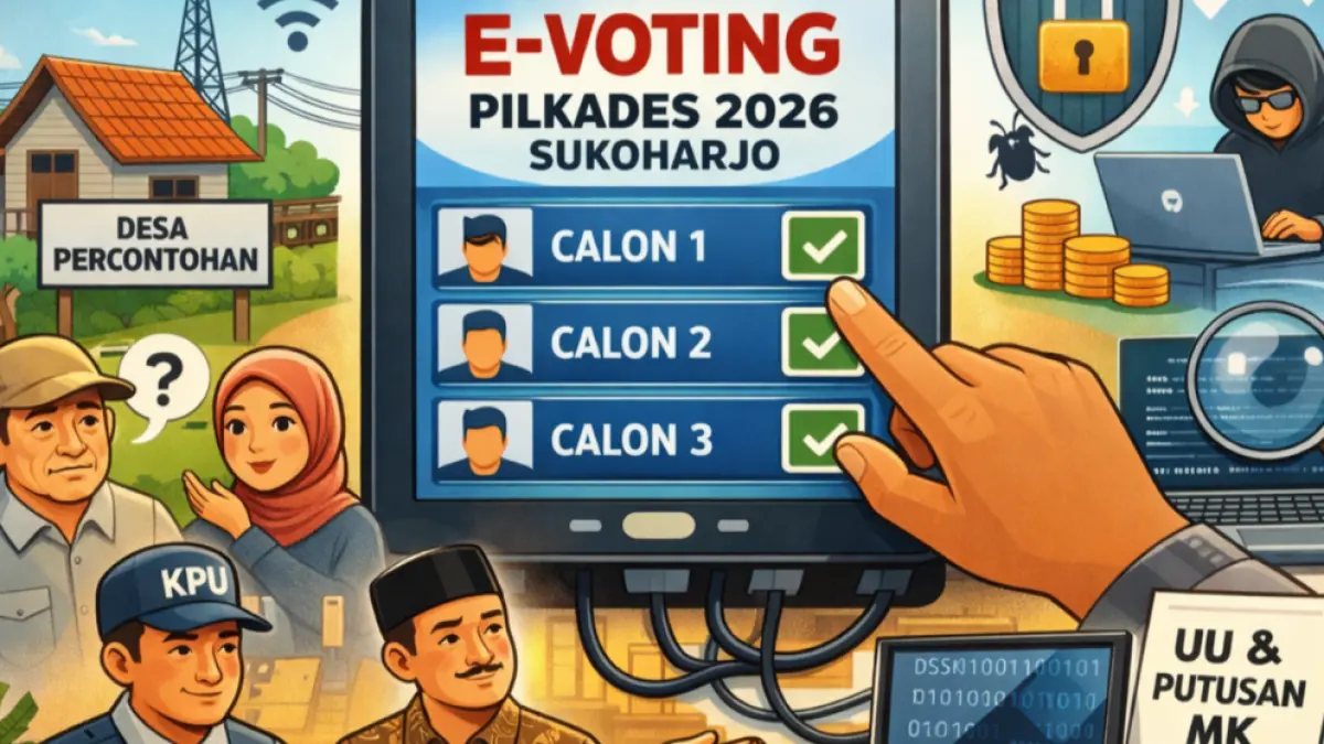 Dari Coblos ke Klik: KPU Sukoharjo Wacanakan E-Voting untuk Pilkades 2026. (ILUSTRASI)