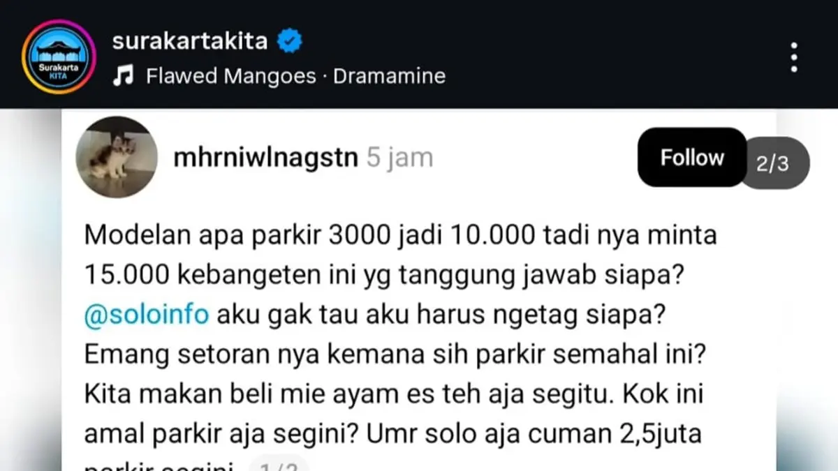 Viral di media sosial tarif parkir di luar ketentuan. (SCREENSHOOT)