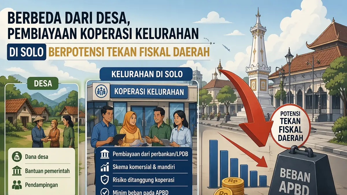 Pemkot Surakarta membiayai Koperasi Kelurahan Merah Putih lewat APBD dengan konsekuensi pemotongan DAU dan DBH. (ILUSTRASI)