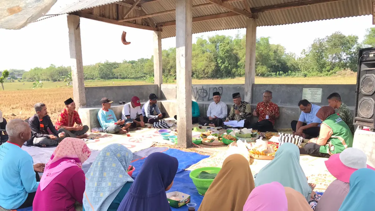 Petani Polokarto Sukoharjo menggelar  tradisi sedekah bumi  menyambut panen. (IWAN KAWUL/SOLOBALAPAN.COM)